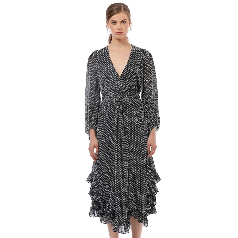 Shona Joy Salinger Godet Drawstring Midi Dress
